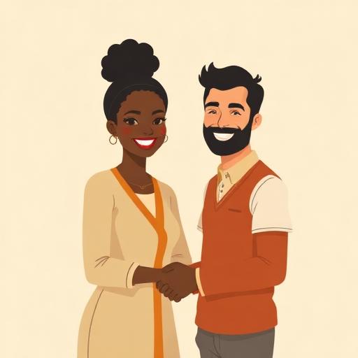 Two people meeting and shaking hands