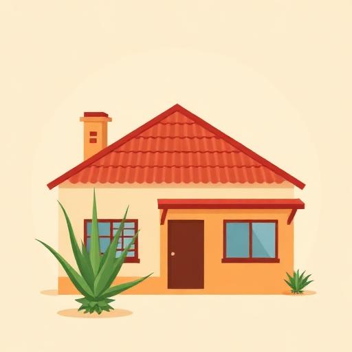 A house with an aloe in the garden